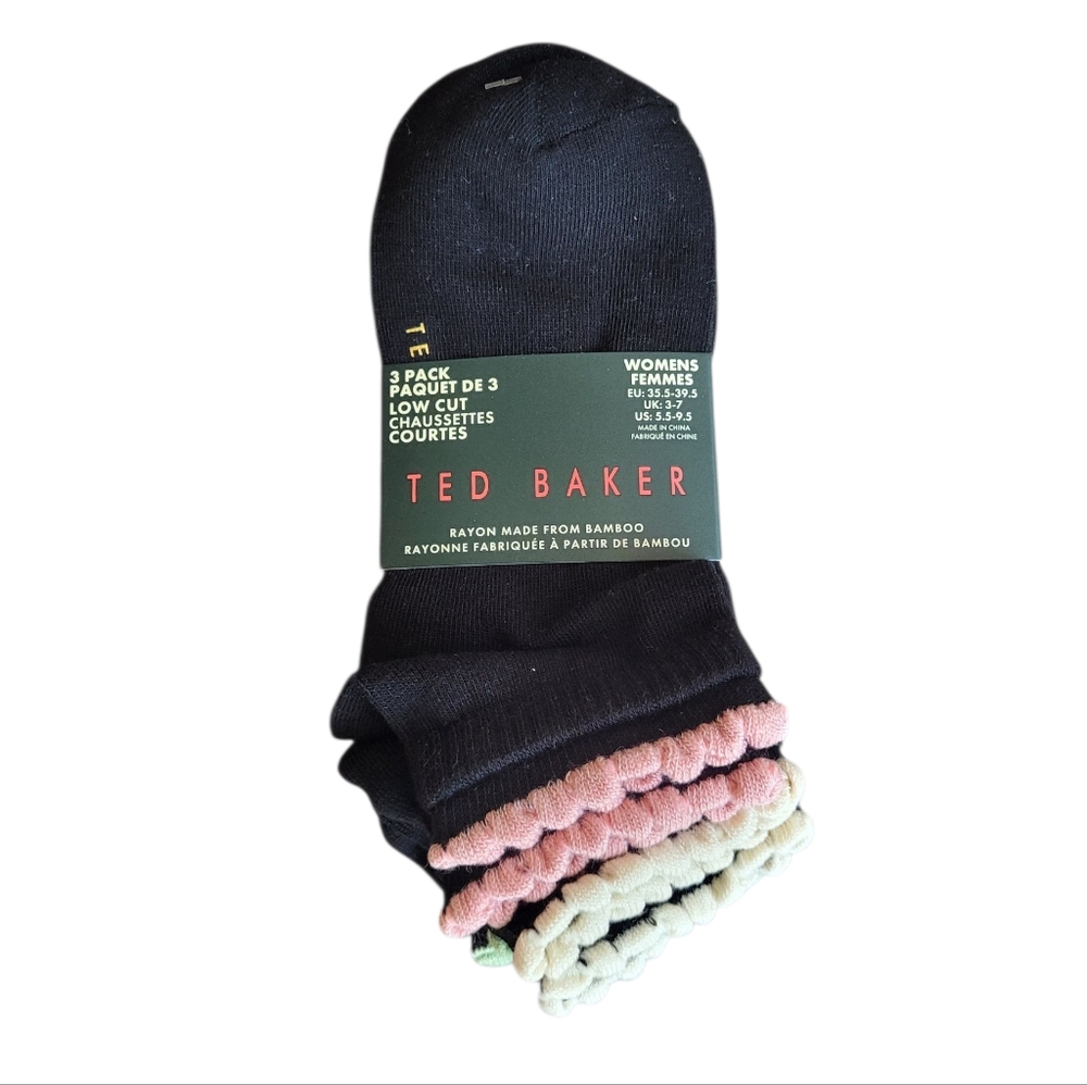 TED BAKER 3 Pack Low Cut Bamboo Socks Size US 5.5-9.5